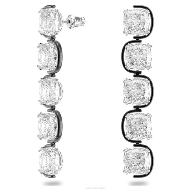 Swarovski DV4B780 gioielleria cristalli fluttuanti taglio cuscino, bianco, finitura metallo misto Orecchini pendenti Harmonia