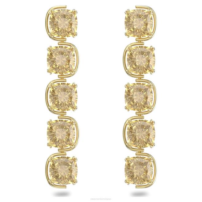 Swarovski DV4B781 gioielleria cristalli fluttuanti taglio cuscino, tonalità oro, placcati tonalità oro Orecchini pendenti Harmonia