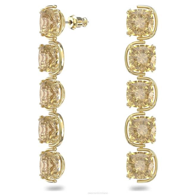 Swarovski DV4B781 gioielleria cristalli fluttuanti taglio cuscino, tonalità oro, placcati tonalità oro Orecchini pendenti Harmonia