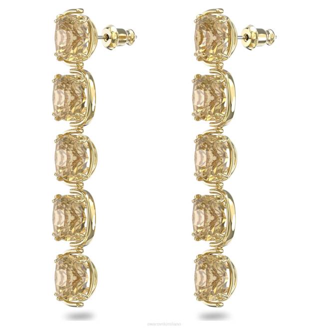 Swarovski DV4B781 gioielleria cristalli fluttuanti taglio cuscino, tonalità oro, placcati tonalità oro Orecchini pendenti Harmonia