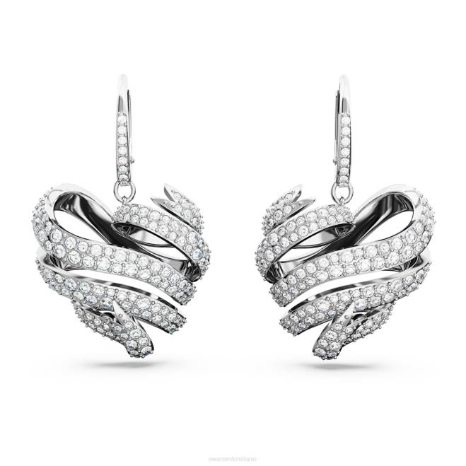 Swarovski DV4B786 gioielleria cuore, bianco, placcato rodio orecchini a bottone Volta