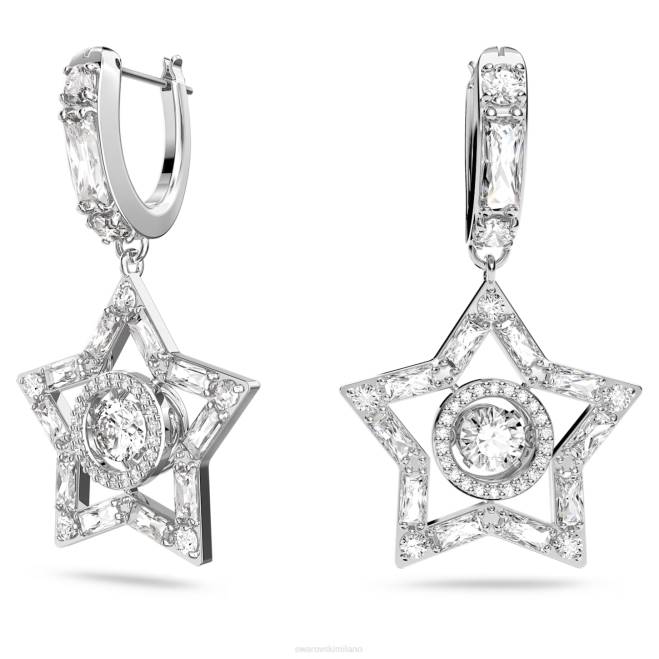 Swarovski DV4B789 gioielleria tagli misti, stella, bianco, rodiato orecchini pendenti stella