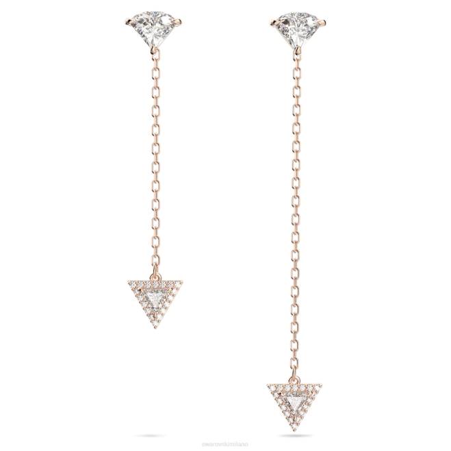Swarovski DV4B790 gioielleria design asimmetrico, taglio a triangolo, bianco, placcato tonalità oro rosa orecchini pendenti di ortice
