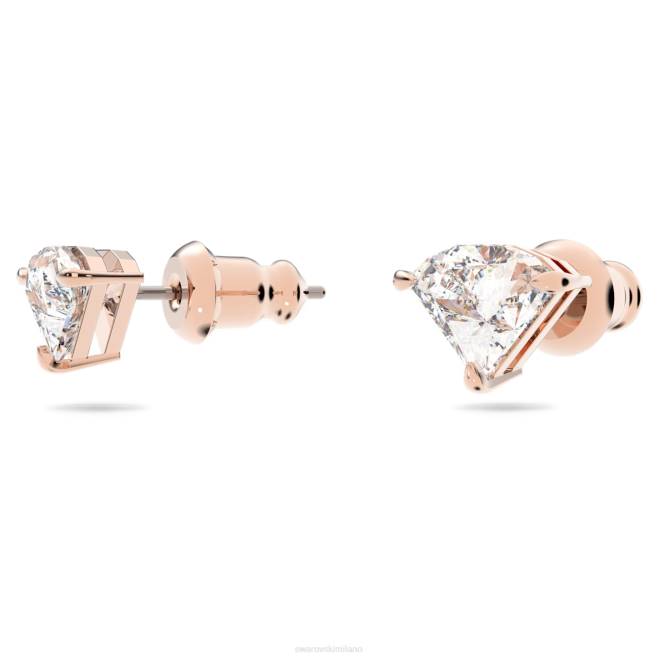 Swarovski DV4B790 gioielleria design asimmetrico, taglio a triangolo, bianco, placcato tonalità oro rosa orecchini pendenti di ortice