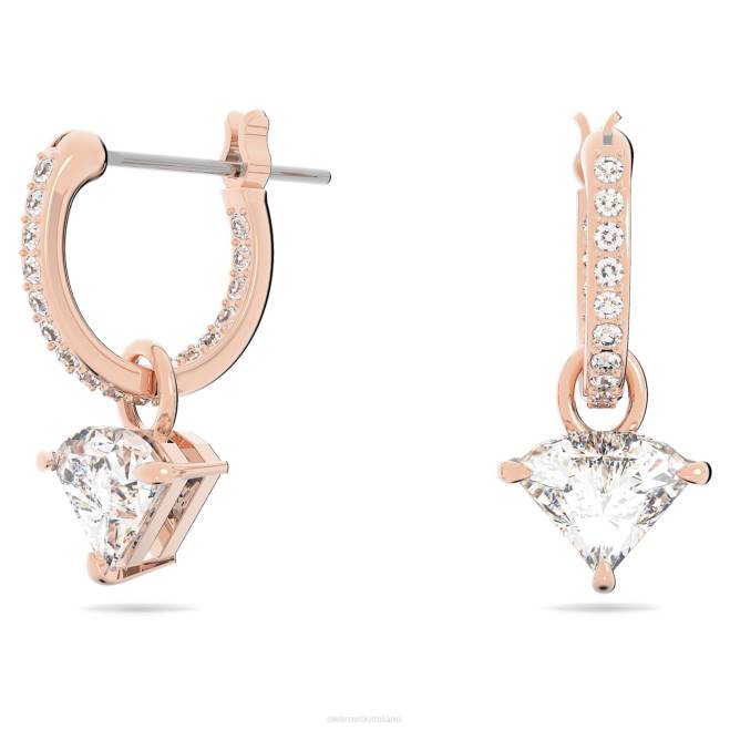 Swarovski DV4B791 gioielleria taglio a triangolo, bianco, placcato tonalità oro rosa orecchini pendenti di ortice