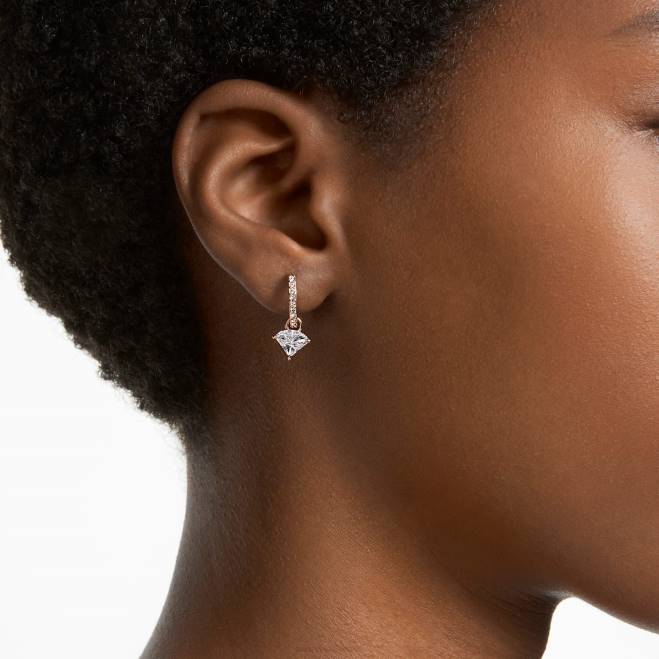Swarovski DV4B791 gioielleria taglio a triangolo, bianco, placcato tonalità oro rosa orecchini pendenti di ortice
