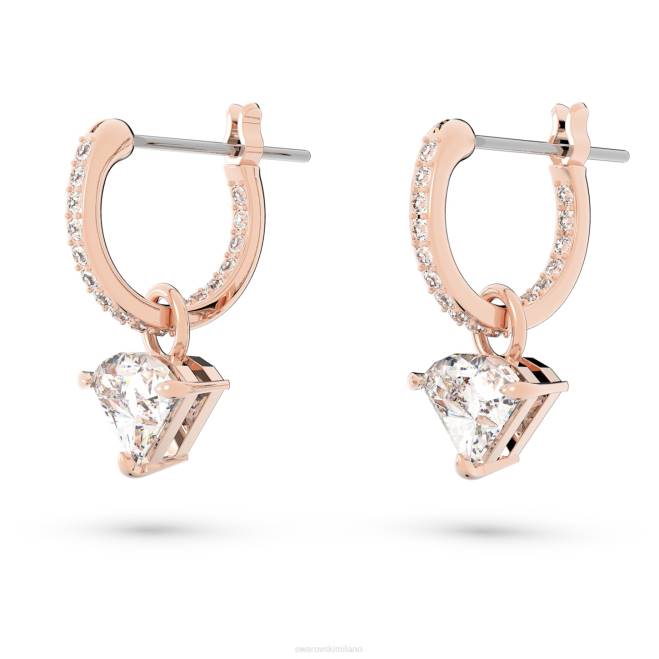 Swarovski DV4B791 gioielleria taglio a triangolo, bianco, placcato tonalità oro rosa orecchini pendenti di ortice