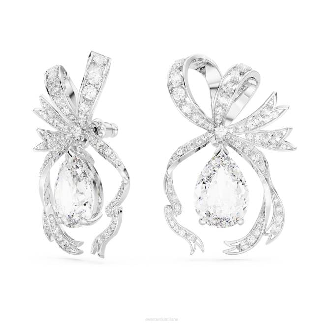 Swarovski DV4B793 gioielleria taglio a pera, fiocco, bianco, placcato rodio orecchini pendenti Volta