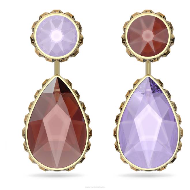 Swarovski DV4B795 gioielleria design asimmetrico, taglio a goccia, multicolore, placcato color oro orecchini pendenti orbitali