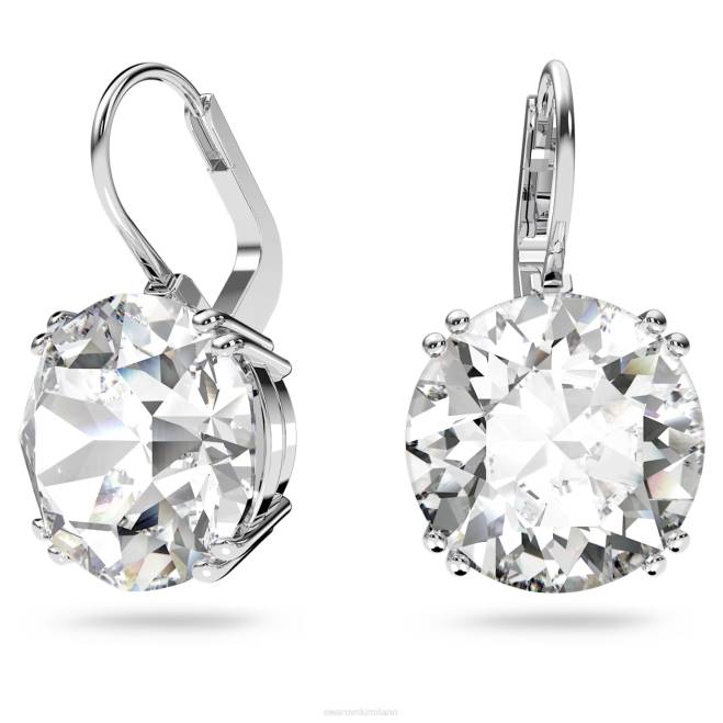 Swarovski DV4B796 gioielleria taglio rotondo, bianco, placcato rodio orecchini pendenti millenari