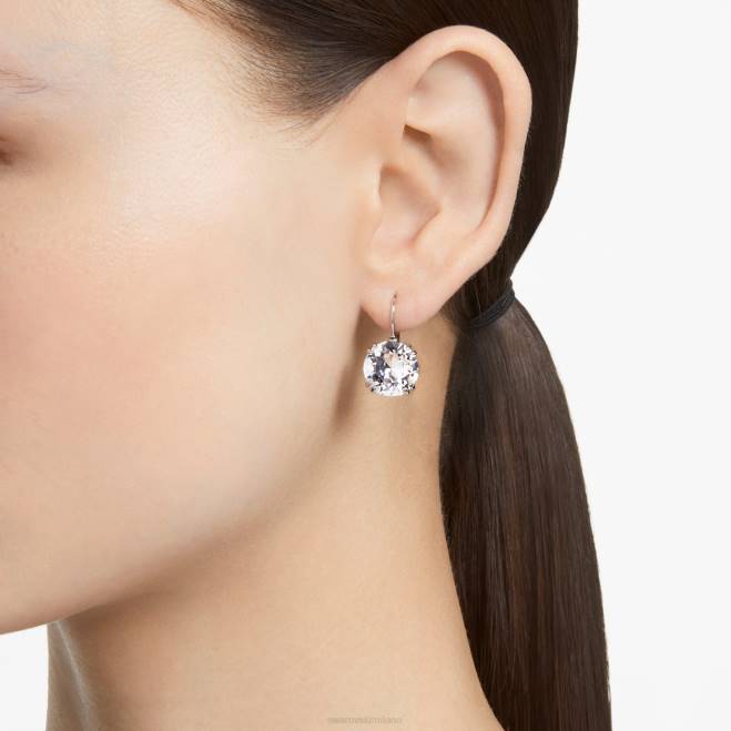 Swarovski DV4B796 gioielleria taglio rotondo, bianco, placcato rodio orecchini pendenti millenari