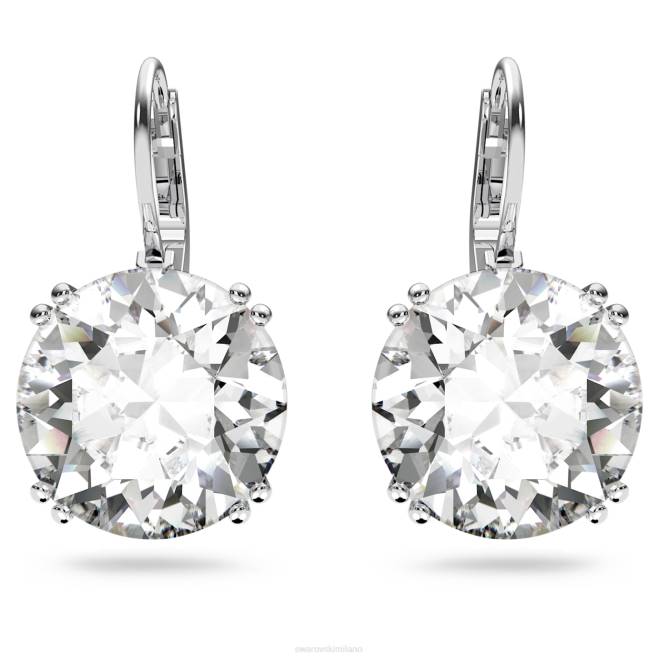 Swarovski DV4B796 gioielleria taglio rotondo, bianco, placcato rodio orecchini pendenti millenari