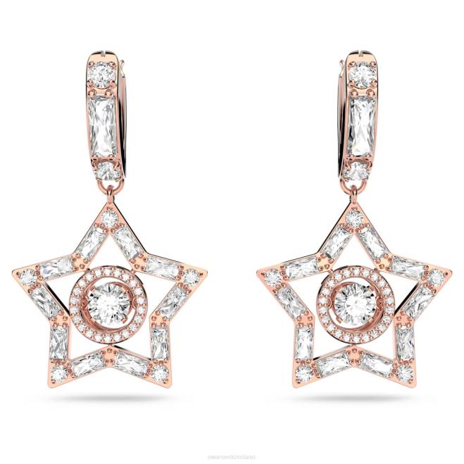 Swarovski DV4B800 gioielleria tagli misti, stella, bianco, placcato tonalità oro rosa orecchini pendenti stella