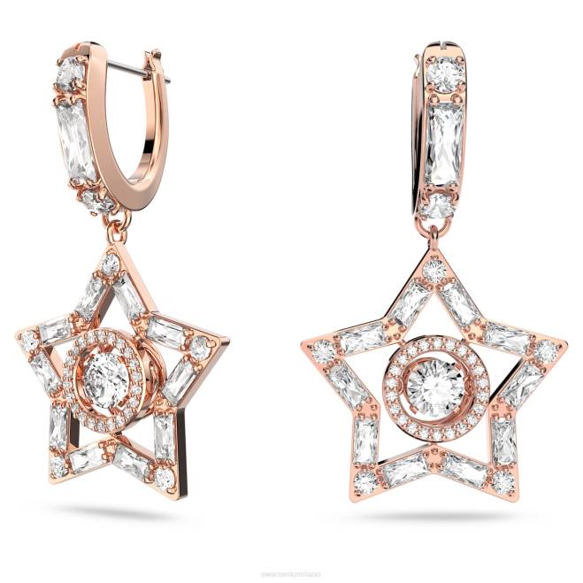 Swarovski DV4B800 gioielleria tagli misti, stella, bianco, placcato tonalità oro rosa orecchini pendenti stella