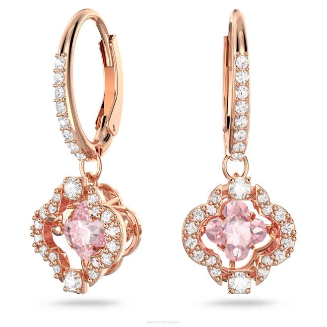 Swarovski DV4B801 gioielleria trifoglio, rosa, placcato tonalità oro rosa orecchini pendenti da danza scintillanti