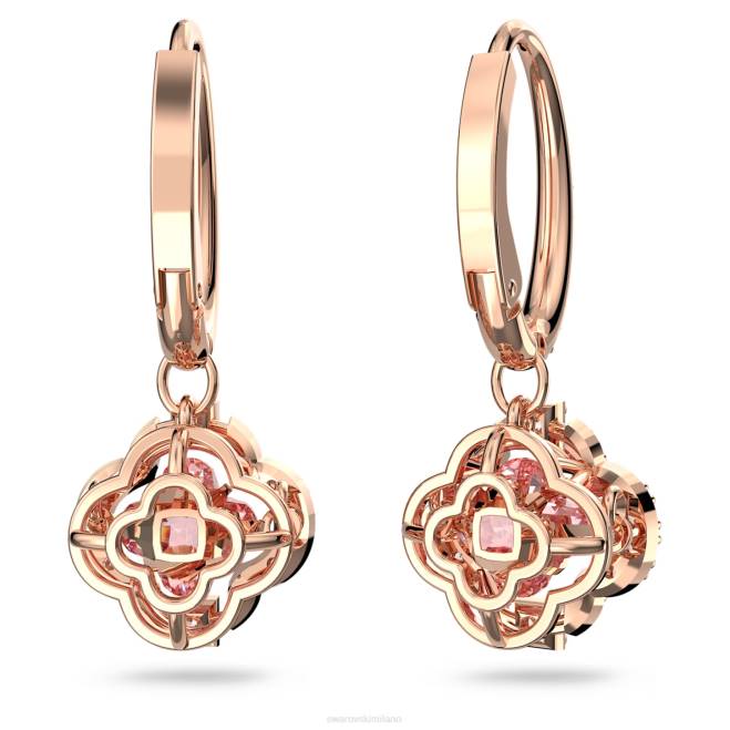 Swarovski DV4B801 gioielleria trifoglio, rosa, placcato tonalità oro rosa orecchini pendenti da danza scintillanti