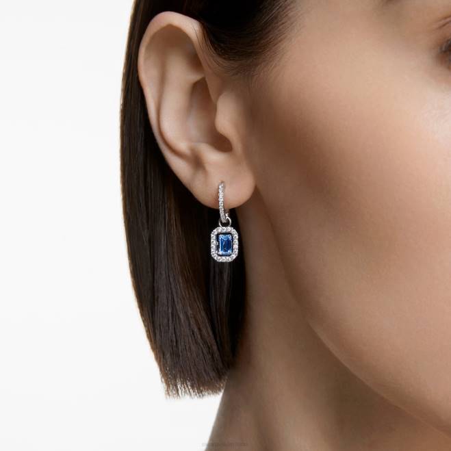 Swarovski DV4B802 gioielleria taglio ottagonale, blu, placcato rodio orecchini pendenti millenari