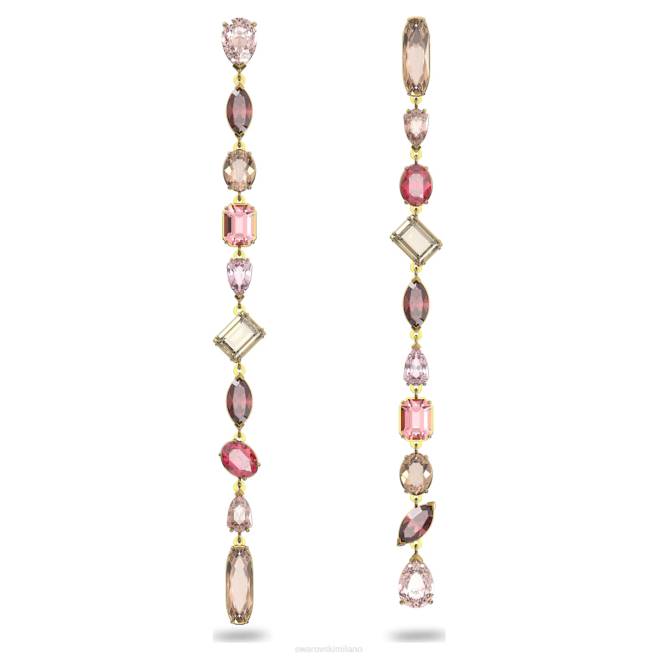 Swarovski DV4B806 gioielleria design asimmetrico, tagli misti, multicolore, placcato color oro orecchini pendenti gema