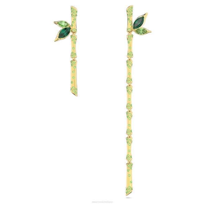 Swarovski DV4B809 gioielleria design asimmetrico, bambù, verde, placcato color oro orecchini pendenti delio