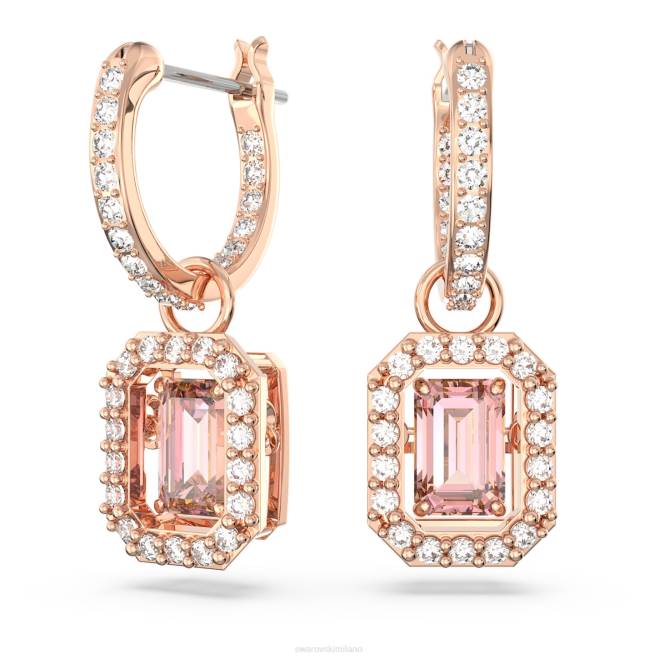 Swarovski DV4B811 gioielleria taglio ottagonale, rosa, placcato tonalità oro rosa orecchini pendenti millenari