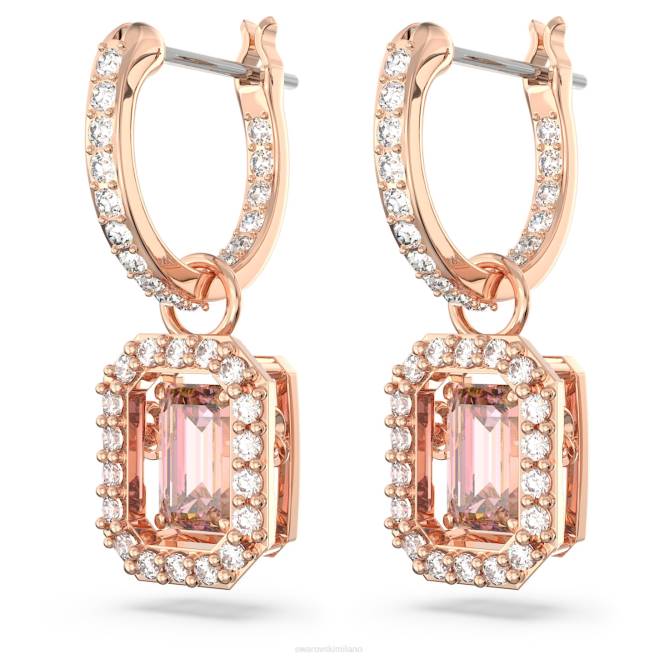 Swarovski DV4B811 gioielleria taglio ottagonale, rosa, placcato tonalità oro rosa orecchini pendenti millenari