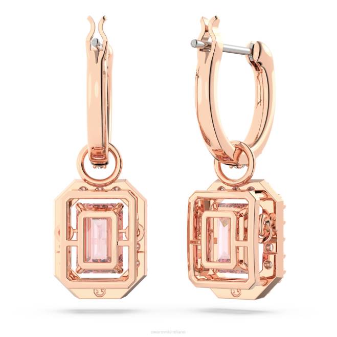 Swarovski DV4B811 gioielleria taglio ottagonale, rosa, placcato tonalità oro rosa orecchini pendenti millenari