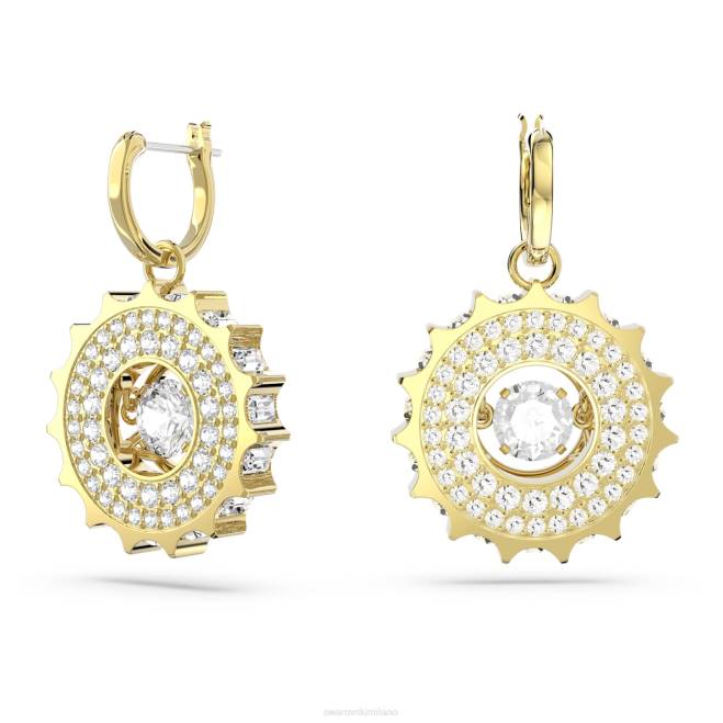 Swarovski DV4B814 gioielleria tagli rotondi misti, bianco, placcato oro orecchini pendenti rota