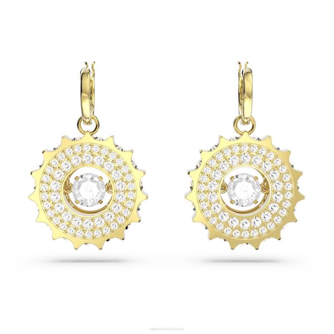 Swarovski DV4B814 gioielleria tagli rotondi misti, bianco, placcato oro orecchini pendenti rota