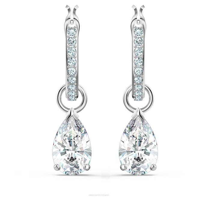 Swarovski DV4B815 gioielleria taglio a pera, bianco, placcato rodio attirare gli orecchini pendenti