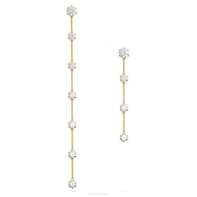 Swarovski DV4B816 gioielleria design asimmetrico, taglio rotondo, bianco, placcato color oro lucido orecchini pendenti costellazione