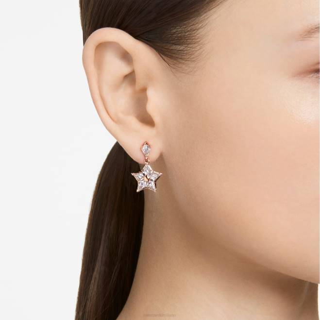 Swarovski DV4B817 gioielleria taglio aquilone, stella, bianco, placcato tonalità oro rosa orecchini pendenti stella