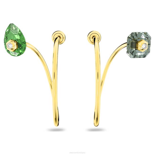 Swarovski DV4B820 gioielleria design asimmetrico, tagli misti, multicolore, placcato color oro orecchini pendenti numina