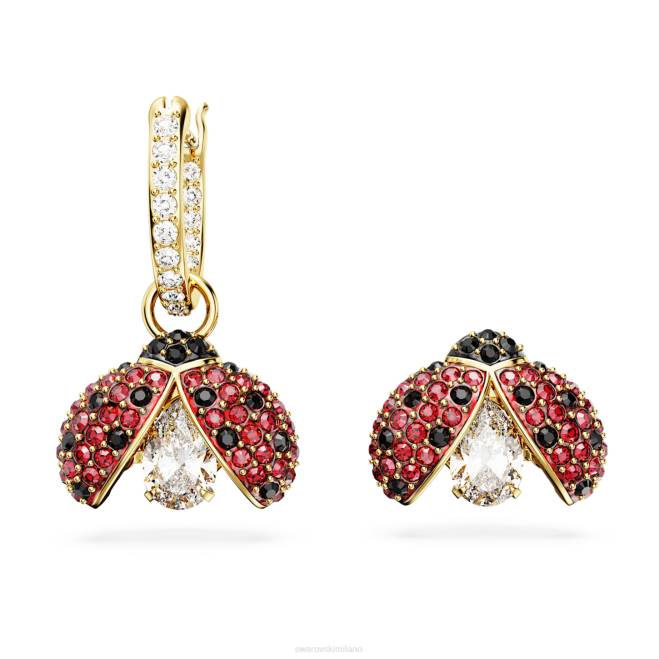 Swarovski DV4B826 gioielleria coccinella, rossa, placcata color oro orecchini pendenti idillia