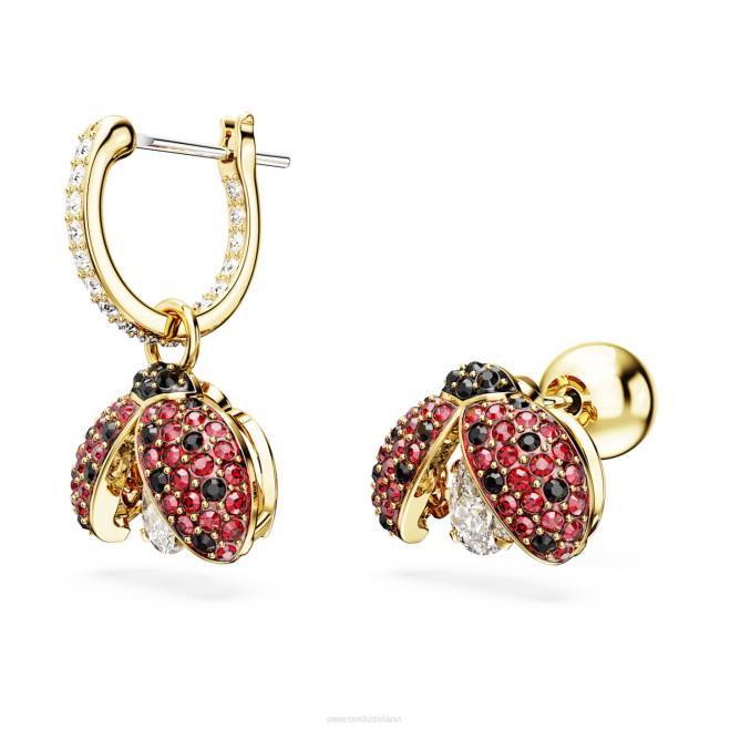 Swarovski DV4B826 gioielleria coccinella, rossa, placcata color oro orecchini pendenti idillia