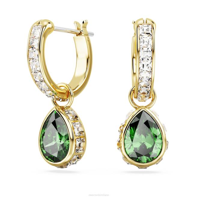 Swarovski DV4B831 gioielleria taglio a pera, verde, placcato color oro orecchini pendenti stilla