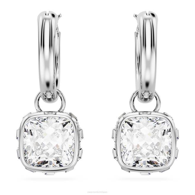 Swarovski DV4B832 gioielleria taglio quadrato, bianco, placcato rodio orecchini pendenti stilla