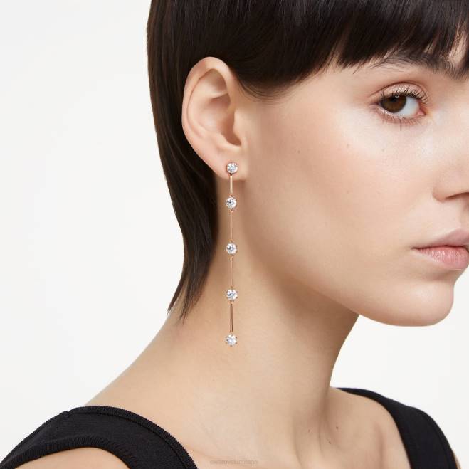 Swarovski DV4B834 gioielleria taglio rotondo, bianco, placcato tonalità oro rosa orecchini pendenti costellazione