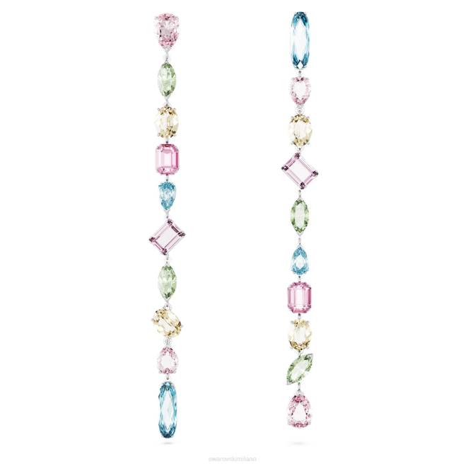 Swarovski DV4B837 gioielleria design asimmetrico, tagli misti, multicolore, rodiato orecchini pendenti gema