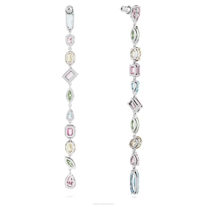Swarovski DV4B837 gioielleria design asimmetrico, tagli misti, multicolore, rodiato orecchini pendenti gema