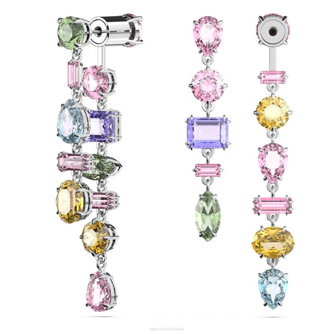 Swarovski DV4B838 gioielleria design asimmetrico, tagli misti, multicolore, rodiato orecchini pendenti gema