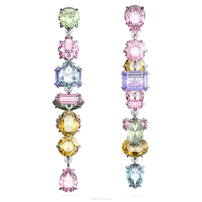 Swarovski DV4B838 gioielleria design asimmetrico, tagli misti, multicolore, rodiato orecchini pendenti gema