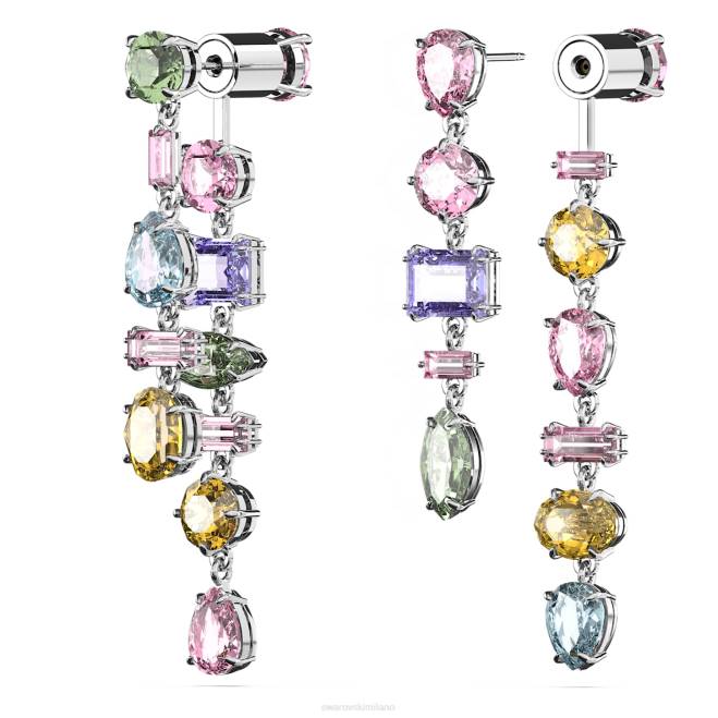 Swarovski DV4B838 gioielleria design asimmetrico, tagli misti, multicolore, rodiato orecchini pendenti gema