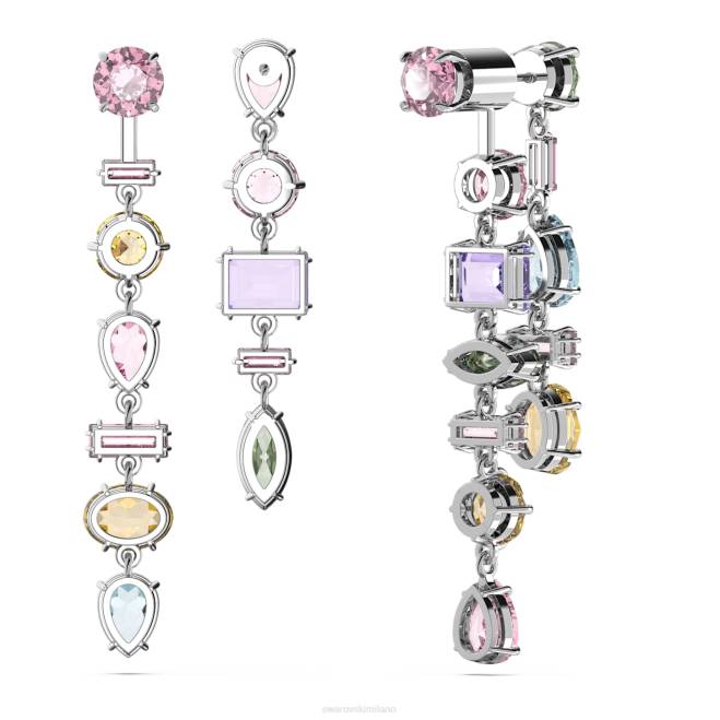 Swarovski DV4B838 gioielleria design asimmetrico, tagli misti, multicolore, rodiato orecchini pendenti gema