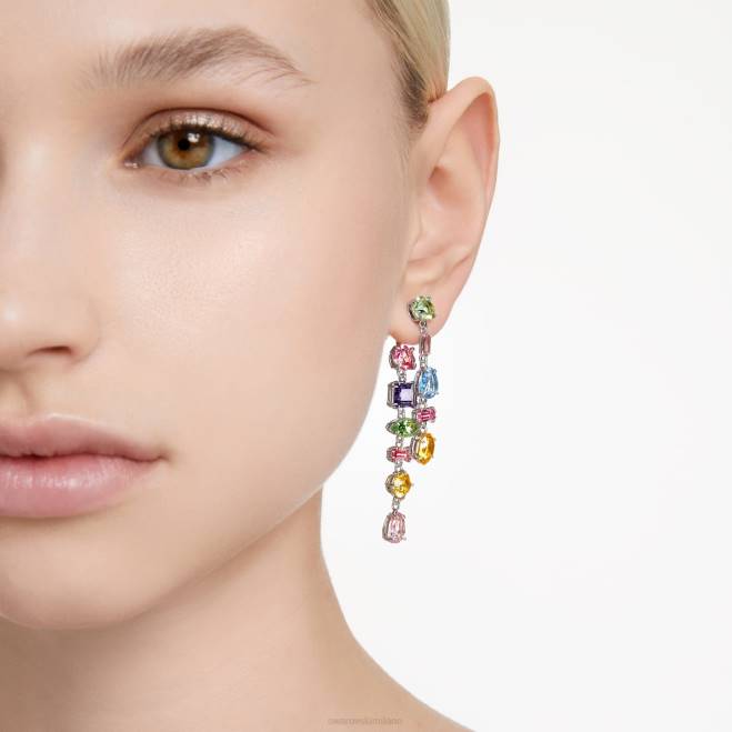 Swarovski DV4B838 gioielleria design asimmetrico, tagli misti, multicolore, rodiato orecchini pendenti gema