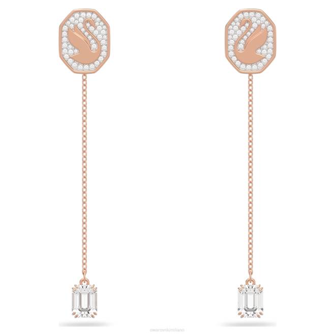 Swarovski DV4B841 gioielleria cigno, bianco, placcato tonalità oro rosa orecchini pendenti con segno