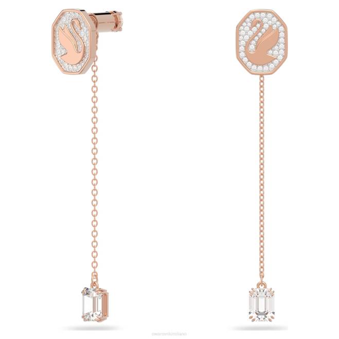 Swarovski DV4B841 gioielleria cigno, bianco, placcato tonalità oro rosa orecchini pendenti con segno