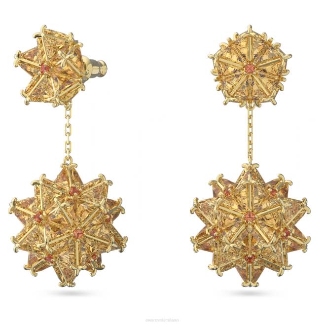 Swarovski DV4B844 gioielleria taglio geometrico, arancione, placcato oro orecchini pendenti curiosa