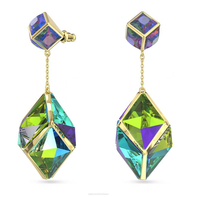 Swarovski DV4B845 gioielleria tagli misti, verde, placcato oro orecchini pendenti curiosa