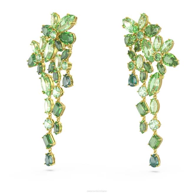 Swarovski DV4B846 gioielleria tagli misti, verde, placcato oro orecchini pendenti gema