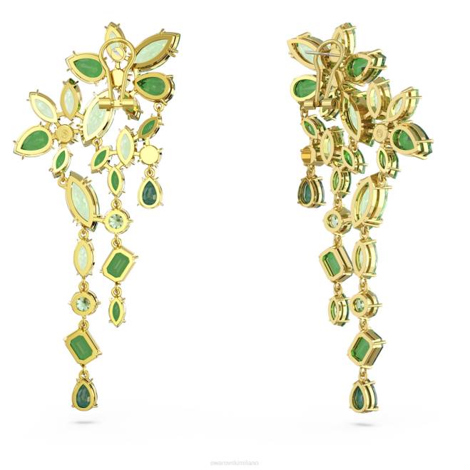 Swarovski DV4B846 gioielleria tagli misti, verde, placcato oro orecchini pendenti gema